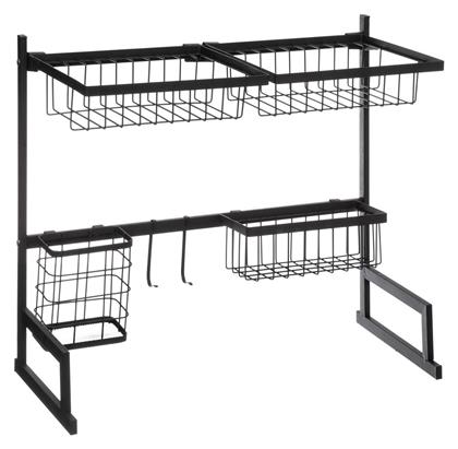 Στεγνωτήρας Νεροχύτη Διώροφος Μεταλλικός σε Μαύρο Χρώμα 58x30x51.5cm 5Five