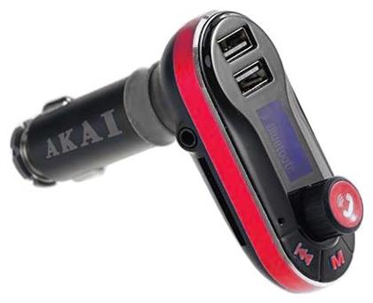 FM Transmitter Αυτοκινήτου FMT-66B με Bluetooth Κόκκινο Akai