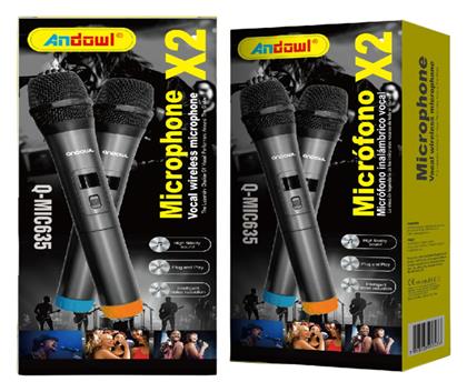 Μικρόφωνα Karaoke Ασύρματα Q-MIC635 σε Μαύρο Χρώμα Andowl