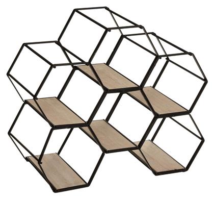 Επιτραπέζια Μπουκαλοθήκη A-S Hexa Μεταλλική Μαύρο-Καφέ 173416 Atmosphera