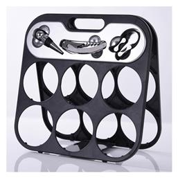 Επιτραπέζια Μπουκαλοθήκη Πλαστική Μαύρη Bakaji