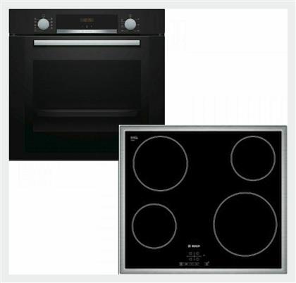 Άνω Πάγκου με Κεραμικές Εστίες Μαύρος HBA334YB0 + PKE645B17E Bosch