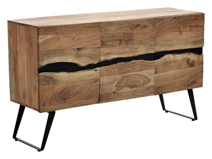 Μπουφές Imena από Μασίφ Ξύλο & Μέταλλο Φυσική Απόχρωση, Μαύρα Μεταλλικά Πόδια 148x43.5x86cm - Pakketo