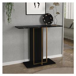 Brandy Κονσόλα Μεταλλική με Μαρμάρινη Επιφάνεια Μαύρο - Μαύρο Εφέ Μαρμάρου - Χρυσό Μ90xΠ29.6xΥ76.8εκ. Megapap