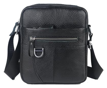 Δερμάτινη Ανδρική Τσάντα Ώμου / Χιαστί Μαύρη Bull Captain