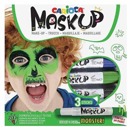 Maskup Μπλε/Πράσινο/Μαύρο 1 Αποκριάτικο Face Painting για Halloween Πολύχρωμο 3τμχ Carioca
