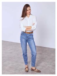 Γυναικείο Τζιν Mom Fit Ζώνη Μπλε Celestino