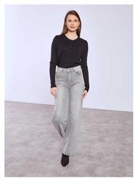 Γυναικείο Τζιν Wide Leg Μονόχρωμο Loose Fit Γκρι Celestino