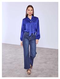 Γυναικείο Τζιν Wide Leg Ξεβάματα Loose Fit Μπλε Celestino