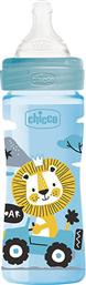 Chicco Πλαστικό Μπιμπερό Well Being Κατά των Κολικών με Θηλή Σιλικόνης 250ml για 2+ μηνών Light Blue Lion
