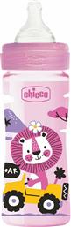 Chicco Πλαστικό Μπιμπερό Well Being Κατά των Κολικών με Θηλή Σιλικόνης 250ml για 2+ μηνών Pink Lion