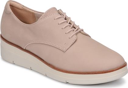 Clarks Shaylin Lace Δερμάτινα Ανατομικά Παπούτσια σε Ροζ Χρώμα