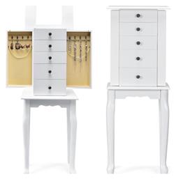 Μπιζουτιέρα Ξύλινη με Συρτάρι & Καθρέφτη Costway