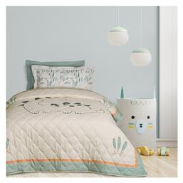 Παιδικό Κουβερλί Μονό Happy Dino Γκρι, Πρασινο, Σομον 160x220εκ. Das Home