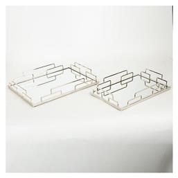 Διακοσμητικός Δίσκος Μεταλλικός Ορθογώνιος με Καθρέπτη 35x25x5cm 2τμχ - Estheti