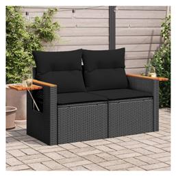 Διθέσιος Καναπές Εξωτερικού Χώρου Rattan με Μαξιλάρια 124x55cm - vidaXL