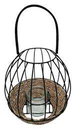 Φαναράκι Ψάθινο Επιτραπέζιο Μαύρο 23x23x22εκ. Espiel