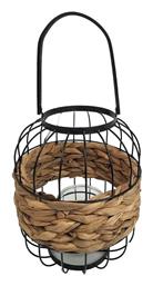 Φαναράκι Ψάθινο Επιτραπέζιο Μαύρο 24x24x29εκ. Espiel