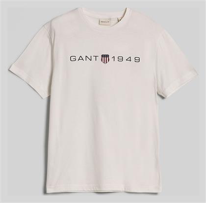 Printed Ανδρική Μπλούζα Κοντομάνικη Offwhite Gant