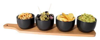 Ορντεβιέρα 4 Θέσεων με Βάση από Πορσελάνη Μαύρη Ø41cm Π41xΜ8cm 4τμχ General Trade