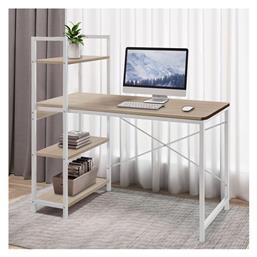 Γραφείο Bencour με Βιβλιοθήκη 90x40x73εκ. Oak-λευκό Μέταλλο - Pakketo