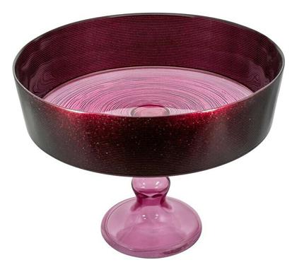 Reflections Διακοσμητικό Μπωλ Γυάλινο με Πόδι Μπορντό 24x24x19cm HFA