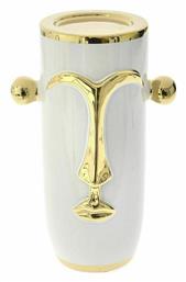 Κηροπήγιο Κεραμικό Λευκό/ Χρυσό 18x12x28εκ. Iliadis