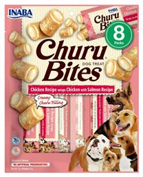 Churu Dog Bites Λιχουδιά Σκύλου χωρίς Σιτηρά με Κοτόπουλο και Σολομό 12gr 8τμχ Inaba