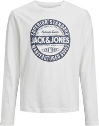 Jack & Jones Παιδική Χειμερινή Μπλούζα Μακρυμάνικη Λευκή