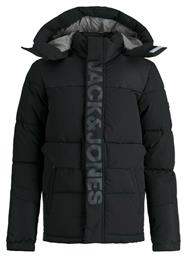 Παιδικό Casual Μπουφάν Κοντό με Κουκούλα Μαύρο Jack & Jones