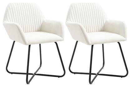 Καρέκλες Τραπεζαρίας 61x61x84εκ. 2τμχ Κρεμ - vidaXL