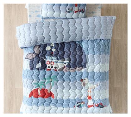 Σετ Παιδικό Κουβερλί Μονό με Μαξιλαροθήκη Balena Blue 160x240εκ. Kentia