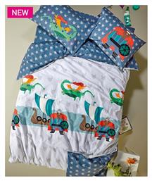 Viking Σετ Παιδική Παπλωματοθήκη Μονή με Μαξιλαροθήκη Βαμβακερή GREY- RED- BLUE- GREEN 160x240εκ. Kentia