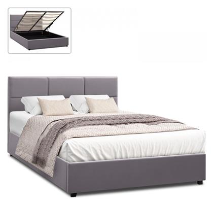 Kingston Κρεβάτι Διπλό με Αποθηκευτικό Χώρο για Στρώμα 150x200cm Γκρι - Megapap