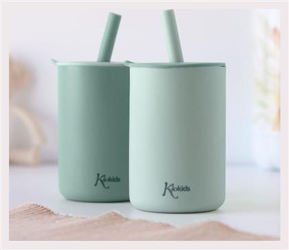 Παιδικά Ποτηράκια από Σιλικόνη Πράσινο 2τμχ 180ml Kiokids
