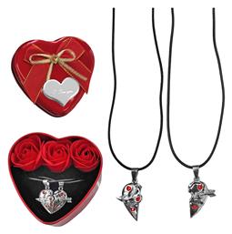 Κουτί Καρδιά 3 Τριαντάφυλλα & 2 Κολιέ 9x9x4,5cm Homie 423072 - HOMie