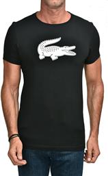 Ανδρικό T-shirt Μαύρο με Στάμπα Lacoste