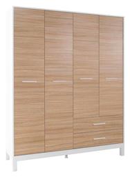 London Τετράφυλλη Ντουλάπα 159x52x202cm Oak / Λευκό - Megapap