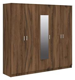 Luna Luna Πεντάφυλλη Ντουλάπα με Καθρέπτη 220x52x200cm Καρυδί-oak - Pakketo