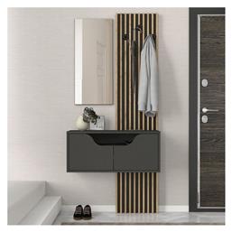 Naro Έπιπλο Εισόδου με Καθρέπτη / Κρεμάστρα & Παπουτσοθήκη Ανθρακί - Sepet Oak 90x35x204.2εκ. Megapap