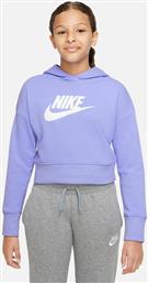 Nike Παιδικό Φούτερ Cropped με Κουκούλα Λιλά Sportswear Club