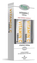 Vitamin C 1000mg Στέβια & Vitamin C 500mg Στέβια Πολυβιταμίνη 1000mg 2 x 20 αναβράζοντα δισκία Power Of Nature
