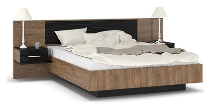 Romilly Κρεβάτι Υπέρδιπλο για Στρώμα 160x200cm Μαύρο Gloss / Καρυδί - Pakketo