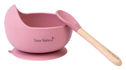 Σετ Φαγητού ''Nordic Wave'' από Σιλικόνη με Αντιολισθητική Βάση Ροζ 2τμχ για 4+ μηνών Saro