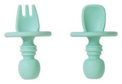 Βρεφικό Σετ με Πιρούνι από Σιλικόνη Mint για 4+ μηνών 2τμχ Saro