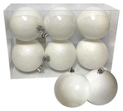 Σετ 6 Μπάλες Πλαστικές Λευκές 6cm - XMASfest
