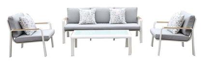 Σετ Σαλονιού με Μαξιλάρια 4τμχ Άσπρο, Ανοιχτό Γκρι Ε6872,2 - Woodwell