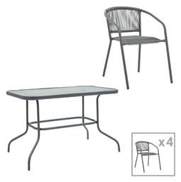 Σετ Τραπεζαρίας 5τμχ Ανθρακί-γυαλί-pe Rattan 130-000155 - Pakketo