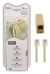 Flat Τηλεφωνικό Καλώδιο RJ11 6P4C 10m Μπεζ (095002) SGL