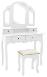 Τουαλέτα Κρεβατοκάμαρας Ξύλινη Λευκή με Καθρέπτη 100x40x146εκ. vidaXL